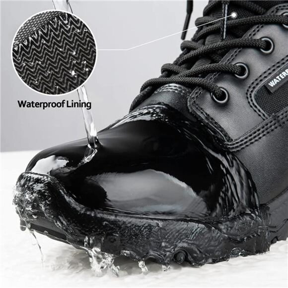 Men\'s Lightweight Combat Boots Thick Black Waterproof main image 7